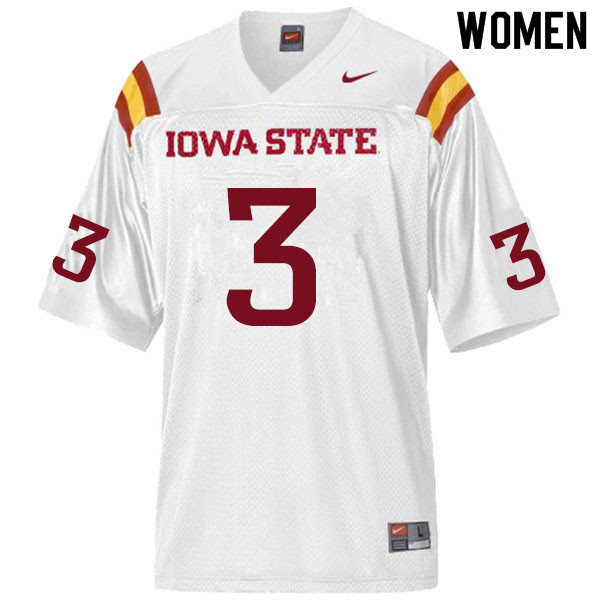 Women #3 JaQuan Bailey Iowa State Cyclones College Football Jerseys Sale-White